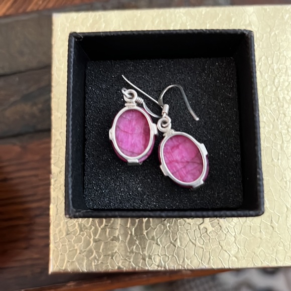 Red unpolished faceted rubies set in Sterling - Picture 2 of 2